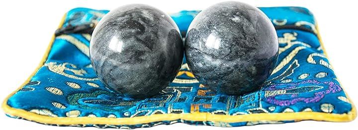健康球 脳 活性 天然石 トレーニング器具 フィットネスボール ハンドプレイ 150 MDM( 黒, 3.5cm)