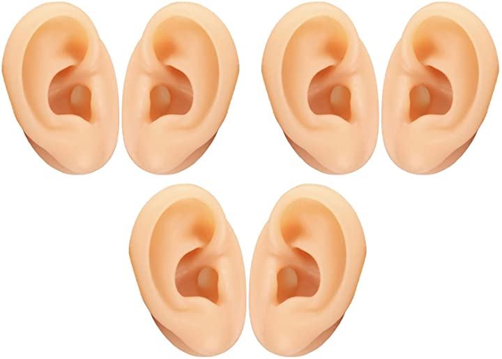 シリコン 耳 模型 両耳 練習 ダミー バイノーラル 録音 ピアス ディスプレイ おもちゃ・ホビー・ゲーム(肌色6個セット)