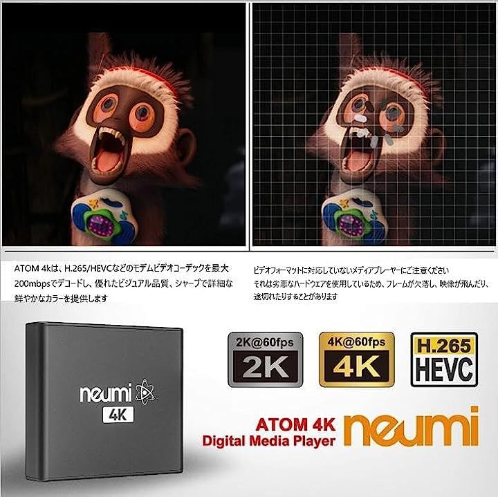 NEUMITECH  日本語取扱い説明書付NEUMI Atom 4K デジタルメディアプレーヤーV2/USBドライブとmicroSDカード用/写真・音楽・ビデオ・動画再生プレーヤー/簡単操作/自動再生・連続再生機能単四電池x2同梱 TV・オーディオ・カメラ6