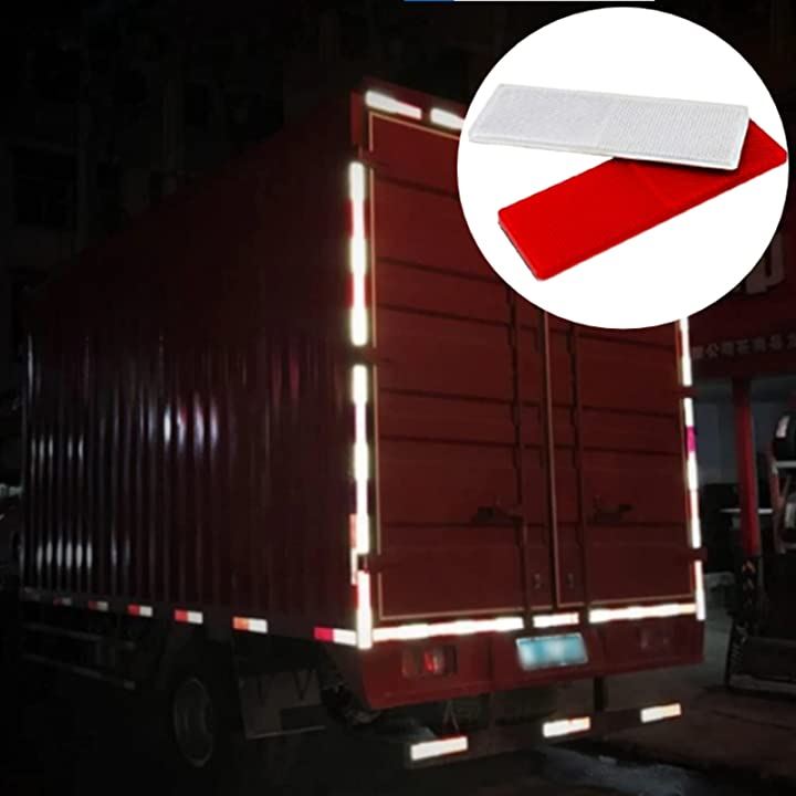 リフレクター 反射ステッカー 車 バイク トラック 赤 白 １０枚セット 反射板 自転車 安全警告 シール 長方形 両面テープ 防水 耐UV