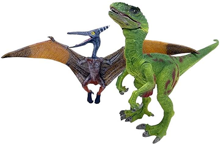 恐竜 フィギュア リアル 模型 2体セット ヴェロキラプトル ＆ プテラノドン 超合金・ロボット おもちゃ おもちゃ・玩具・ホビー