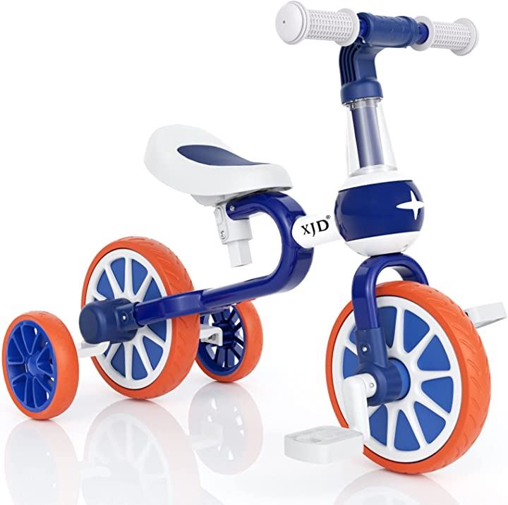 三輪車 二輪車 子供 幼児用 自転車 3in1 キッズバイク 1－5歳に向け ペダルなし自転車 サドル調整可能 乗物玩具・三輪車 おもちゃ おもちゃ・ホビー・ゲーム(ブルー, 1－5歳)