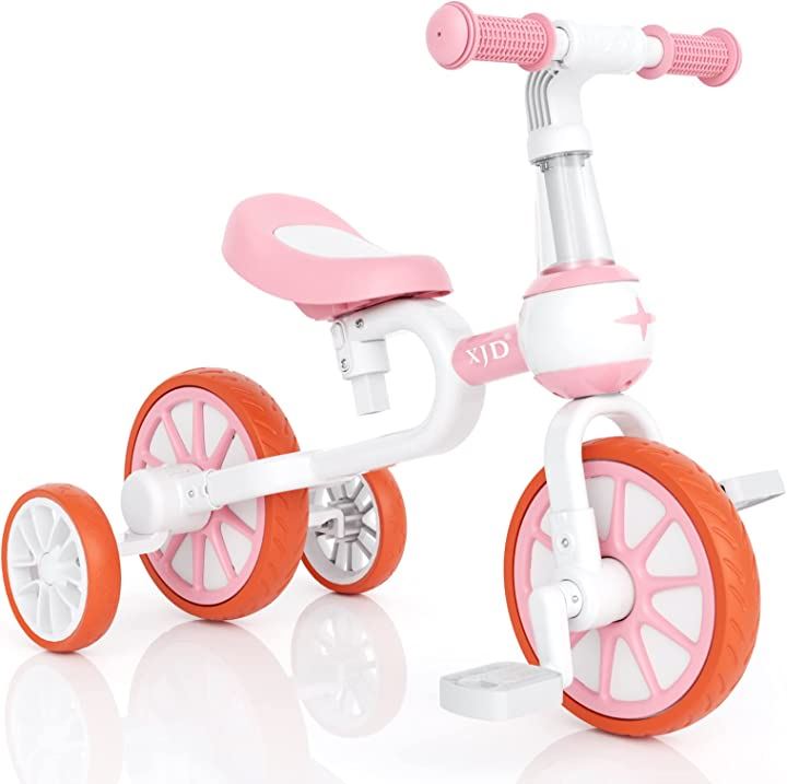 三輪車 二輪車 子供 幼児用 自転車 3in1 キッズバイク 1－5歳に向け ペダルなし自転車 サドル調整可能 乗物玩具・三輪車 おもちゃ おもちゃ・ホビー・ゲーム(ピンク, 1－5歳)
