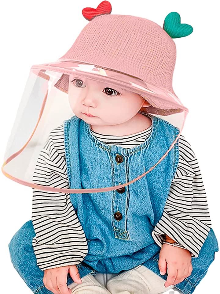 ミャオッティ ベビーニット帽子 赤ちゃん 外出用 フェイスガード付き 新生児( ピンク, 6-3 Years)