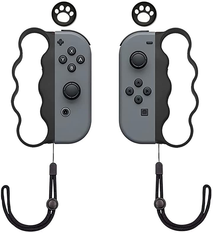 コントローラー グリップ ハンドル For Nintendo Switch Joy-Con 親指キャップ 2個入り テレビゲーム 本・音楽・ゲーム(ブラック)
