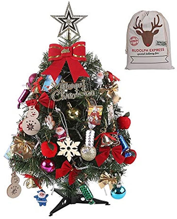 クリスマスツリー ミニ 卓上 LED ライト 飾り 豪華な14種類 セット 60cm トナカイ袋付き クリスマス用品 パーティー・イベント用品・販促品 おもちゃ・ホビー・ゲーム(60)