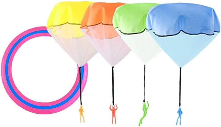フリスビー ミニ パラシュート 楽しい おもちゃ フライングディスク ドーナツ型 落下傘 よく飛ぶ 屋外 野外 公園