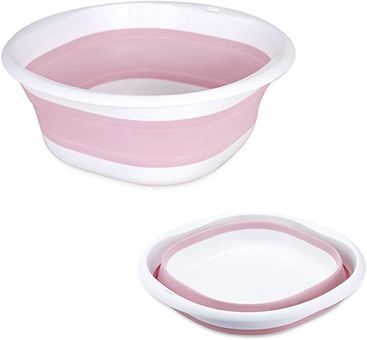 折りたたみ 洗面器 たらい ソフト湯おけ シリコン 雑貨 北欧デザイン M MDM( ピンク, Medium)