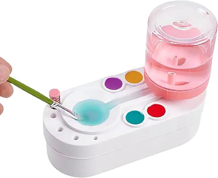 筆洗い ブラシリンサー コンパクト プラモデル 模型 水彩 筆洗い機 筆洗器( ピンク, コンパクト)