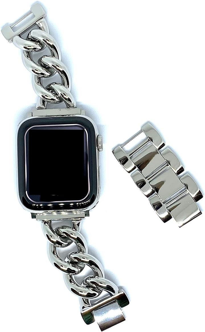 Apple Watch対応 チェーン ベルト 時計バンド アップルウォッチ( シルバー, 38/40/41)
