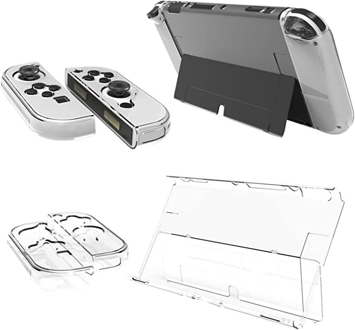 Switch 有機elモデル 分離式保護カバー OLED 専用カバー 薄型 ドック対応 テーブルモード対応 耐衝撃 キズ防止 クリアカバー 硬質 衝撃吸収 分体式透明カバー 周辺機器 NintendoSwitch(分離式保護カバーx1)