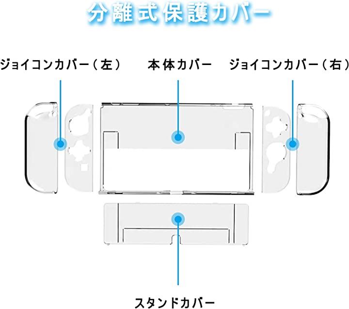 Switch 有機elモデル 分離式保護カバー switch OLED 専用カバー 薄型 ドック対応 テーブルモード対応 耐衝撃 キズ防止 クリアカバー 硬質 衝撃吸収 分体式透明カバー 周辺機器 NintendoSwitch テレビゲーム 本・音楽・ゲーム1