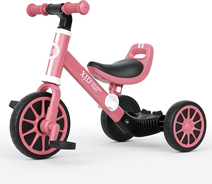 三輪車 二輪車 子供 幼児用 自転車 3in1 キッズバイク ペダルなし自転車 サドル調整可能 クラシック 乗物玩具・三輪車 おもちゃ おもちゃ・ホビー・ゲーム(ピンク（クラシック）, 10ヶ月-3歳)