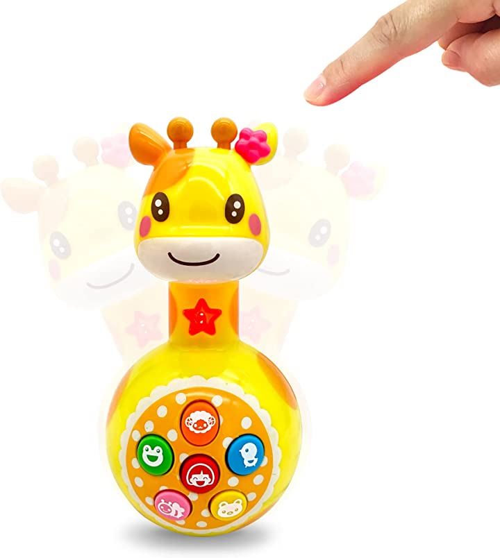 コロコロころりんアニマル おきあがり おもちゃ ボタンを押すと光る 音が鳴る しゃべり出す 知育玩具 おもちゃ・ホビー・ゲーム(1個)