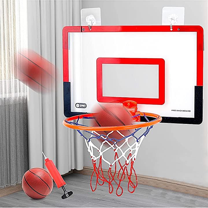 バスケットゴール バスケットリング ネット ボード 壁掛け シュート練習 ボール エアポンプセット ミニサイズ バスケットボール スポーツ・外遊び玩具 おもちゃ おもちゃ・ホビー・ゲーム(赤x黒40cm, 40x26cm)
