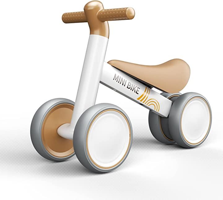 三輪車 10ヶ月-24ヶ月 Mini Bike 幼児三輪車 チャレンジバイク こども自転車 前後4輪 倒れにくい ペダルなし 乗物玩具・三輪車 おもちゃ おもちゃ・ホビー・ゲーム(イエロー, 49x22.5x37.5)