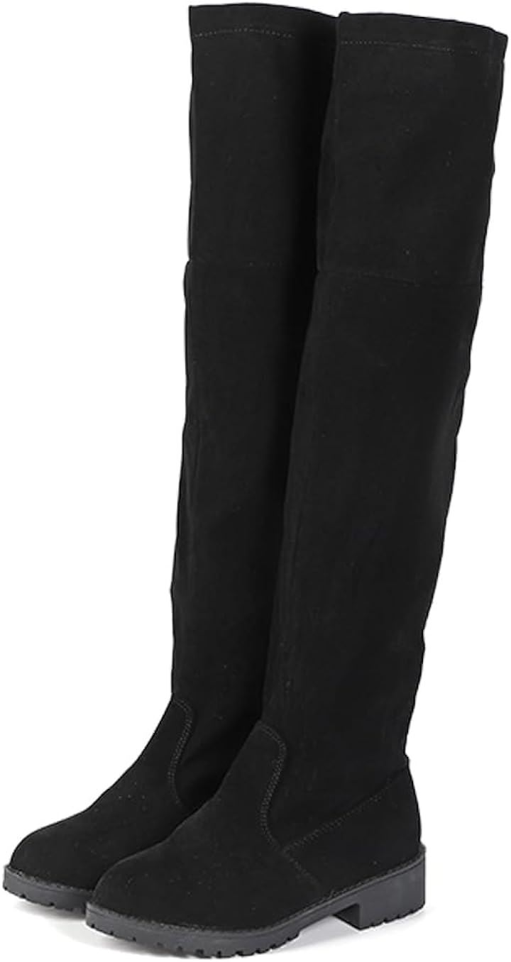 レディース ロングブーツ ニーハイブーツ 膝上 防水防滑 柔らかい 可愛い 39( ブラック, 24.5 cm)