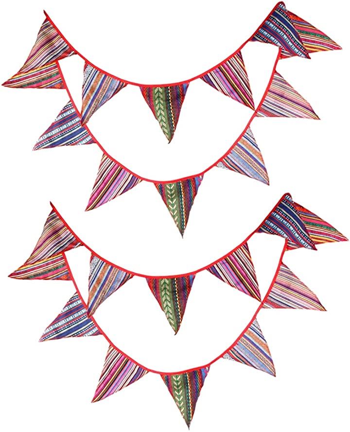 三角旗 ガーランドフラッグ 〔 3m x セット 〕 かわいい エスニック 飾り パーティー 誕生日 装飾