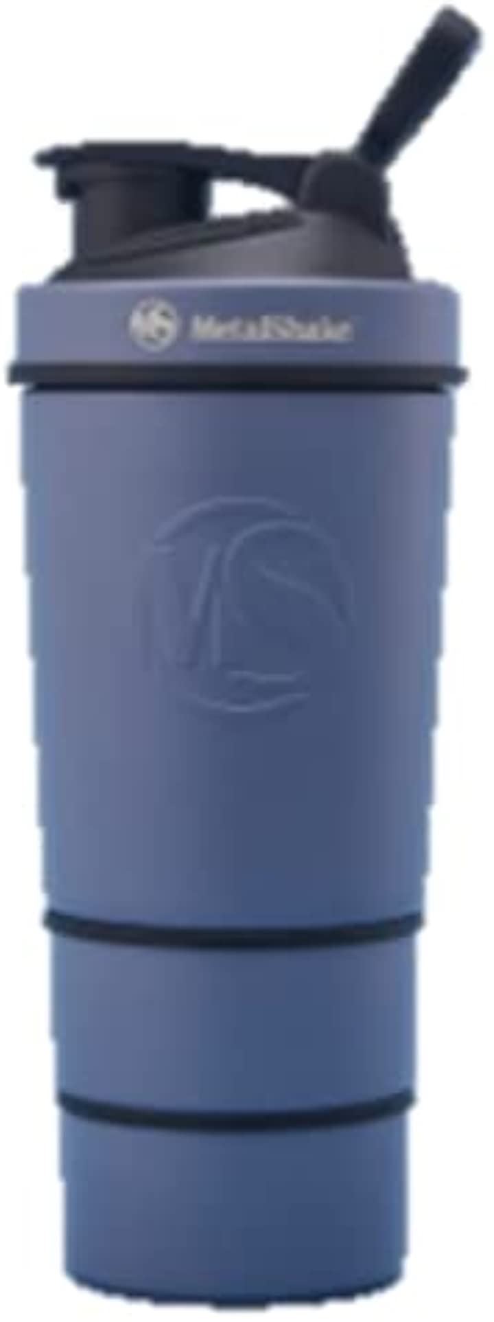 Metal Shake 600ml メタルシェイク 水筒 プロテインシェイカー タンブラー 24時間保冷 6時間保温 二重ロック 水筒・ボトル アウトドア スポーツ・アウトドア(ブルーグレー)