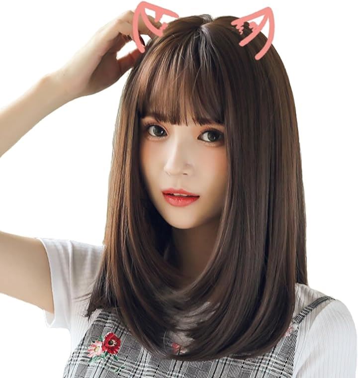 Qoo10] ウィッグ セミロング ストレート 可愛い