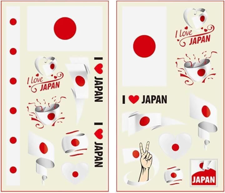 タトゥーシール 国別 国旗 ワールドカップ WBC ラグビー サッカー バスケ( 日本, 5.8x9.6cm)