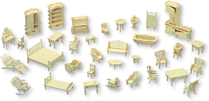 ミニチュア 家具セット 木製 組み立て キット ウッドクラフト ドールハウス 立体