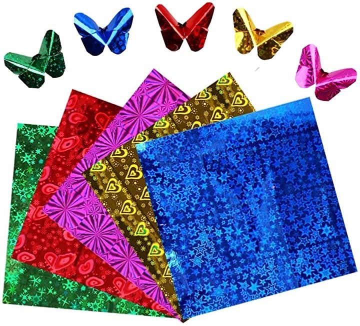 キラキラ 折り紙 大きいサイズ おりがみ 大きい折り紙 大判 25cm 50枚( 5色ホイルカラー， 50枚)