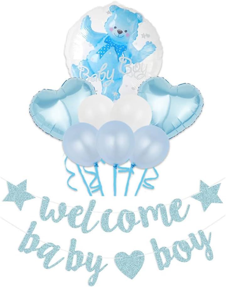 ベビーシャワー 飾り 装飾 バルーン ガーランド クマ a-b3632 Welcome Boy( ブルー)