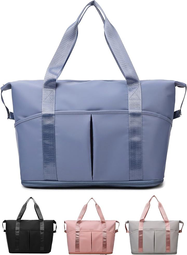 旅行バッグ シンプル 調整可 ボストンバッグ トラベルバッグ 旅行バック 旅行かばん トートバッグ( ブルー)