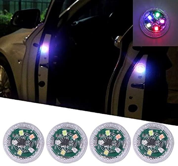 追突 防止 Led Car Door Light ドア ライト 警告 灯 車 ランプ 5灯 4個 ホワイト 5灯 4個 ホワイト クイックスピード ヤマダモール店