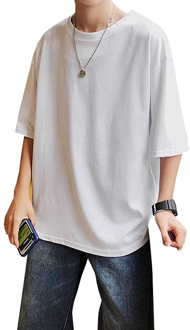 Tシャツ ビッグtシャツ メンズ ロングtシャツ ゆったり 大きいサイズ おとな カットソー 無地 L 胸囲112 着丈69 袖丈33 トップス メンズファッション ホワイト L 胸囲112 着丈69 袖丈33 クイックスピード ヤマダモール店