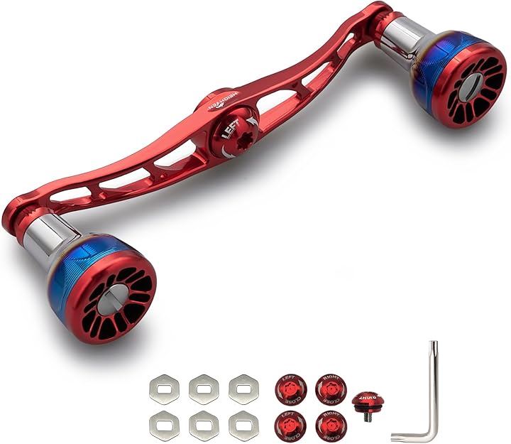 軽量ベイトリール用アルミハンドル アルミハンドルノブ フルセット　レッド V2.0 105/115mm ベイト リール ハンドル 航空アルミ製 シマノ ダイワ