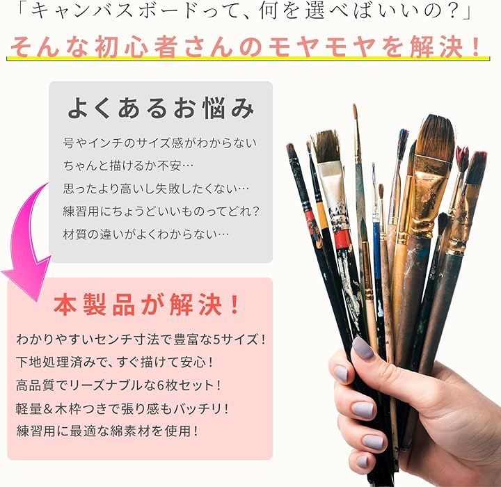 Qoo10] キャンバスボード ミニ 正方形 6枚セッ