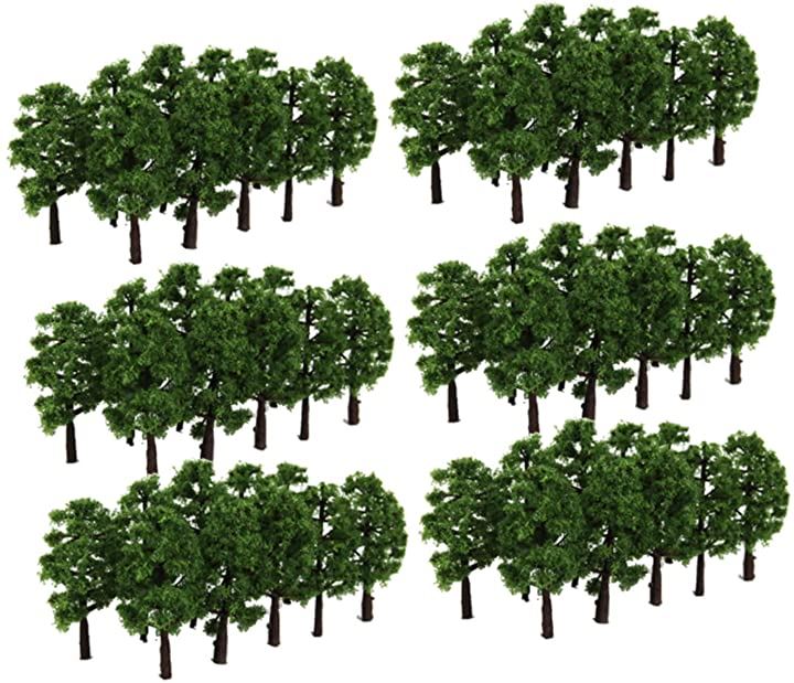 ジオラマ 風景 木 60本セット N ゲージ HOゲージ 鉄道模型 建築模型 プラモデル ミニチュア 樹木 3.5cm 深緑 趣味・コレクション おもちゃ・ホビー・ゲーム