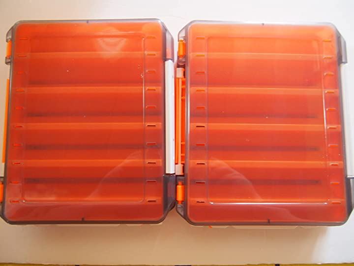 2個セット 両面収納 ルアーケース タックルボックス 釣り具 収納ケース フィッシング ミノー 釣り道具 ツール オレンジ