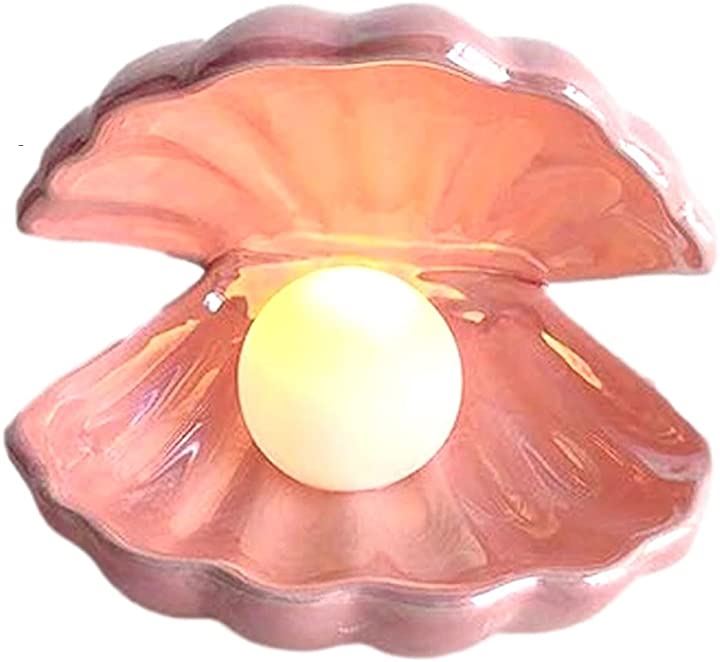 ベットライト 真珠 貝殻 スタンド ランプ ベッド サイド ディスプレイ ナイト 照明 間接照明( ピンク)
